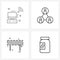 Set of 4 UI Icons and symbols for computer, labour day, network, group, tablet