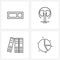 Set of 4 UI Icons and symbols for control, document, time, medical, analysis