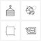 Set of 4 UI Icons and symbols for crane; square; hook; travel; square shape