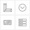 Set of 4 UI Icons and symbols for dimensional, payment, arrow, card, backup