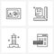 Set of 4 UI Icons and symbols for graph, building, card, scale, light