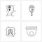 Set of 4 UI Icons and symbols for idea, transport, idea, parking, camera