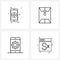 Set of 4 UI Icons and symbols for mobile; mobile engineering; envelope; sealed; web layout