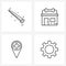 Set of 4 UI Icons and symbols for saw, hospital location, labour, buying, internet