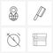 Set of 4 UI Icons and symbols for web; disable; butcher knife; alarm; presentboxsurprise