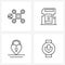 Set of 4 Universal Line Icons of bonding, locked, internet, sim, love