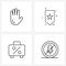 Set of 4 Universal Line Icons of care, bag, help, star, suitcase