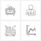 Set of 4 Universal Line Icons of image; agriculture; accident injury; broken arm; graph