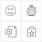 Set of 4 Universal Line Icons of smiley, file, face, healthcare, program