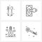 Set of 4 Universal Line Icons of spoon, love, business, planning, romantic event