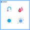 Set of 4 Vector Flat Icons on Grid for arrow, globe, down, liquid, connect