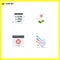 Set of 4 Vector Flat Icons on Grid for browser, communication, development, plant, interface