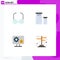 Set of 4 Vector Flat Icons on Grid for glasses, monitor, coding, development, setting