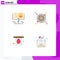 Set of 4 Vector Flat Icons on Grid for growth, egg, education, space, newsletter