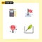 Set of 4 Vector Flat Icons on Grid for pen, birthday, education, location, candy