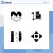 Set of 4 Vector Solid Glyphs on Grid for beat, pencil, love, shopping, arrow