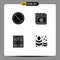 Set of 4 Vector Solid Glyphs on Grid for interface, development, user, page, watch