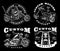 Set of 4 vintage biker illustrations on dark background_3