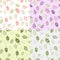 Set of 4 vintage vector seamless patterns with decorative leaves