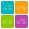 Set of 4 white square cartoon cars. Vector web and mobile transport icons in flat design