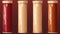 Set Of 4 Wooden Cylinders In Dark Beige And Amber - Political Illustration