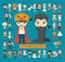 Set of 40 halloween costume characters