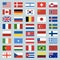 Set of 40 world flags icons. USA, Portugal, Israel, Switzerland, Canada, Germany, South Korea, China, Great Britain, Russia, Brazi