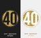 Set of 40th Happy anniversary cards template with gold elements.