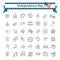 Set of 42 USA Independence Day line icons suitable for web, infographics and apps