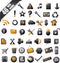 Set of 46 popular icons on the web black orange