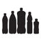 Set of 5 bottle silhouettes isolated on a white background