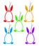 Set 5 Easter Hangtags Eggs Bunny Ears Feet Frame Color on White, stock vector illustration