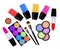 Set of 5 eyeshadows, brushes, lipsticks and nailpolishes
