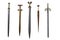 Set of 5 medieval fantasy sword weapons isolated on white background. 3D rendering