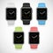 Set of 5 modern shiny sport smart watches with