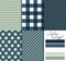 Set of 5 simple seamless geometric patterns. Winter twilight color palette.