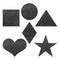 Set of 5 stylish vector black grunge geometric shapes.