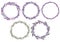 Set of 5 watercolor wreath lavender flowers on white background.