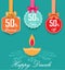 Set of 50% sale and discount flat color labels with bows and ribbons Style Sale Tags Design, 50 off
