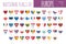 Set of 56 heart shaped flags of the countries of Europe