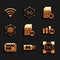 Set 5G Sim Card, modem, network, Nano, Social, card rejected and Wi-Fi wireless icon. Vector