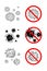 Set of 6 2019-nCoV bacteria isolated on white background. few Coronavirus in red circle vector Icon. COVID-19 bacteria