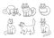 Set of 6 cats in contours - vector illustration