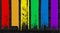 Set of 6 colorful rainbow brush stroke elements
