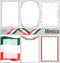 Set of 6 frames and borders with coloring Mexico flag