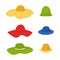 Set of 6 hats. Unisex headwear. Beach panama, straw hat. trendy wardrobe item
