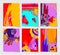 Set of 6 modern abstract digital contemporary painting A4 format