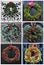 Set of 6 pictures Christmas decoration wreath