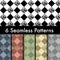 Set of 6 rhombus vector seamless patterns