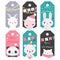 Set of 6 vector christmas tags with cute kawaii animals